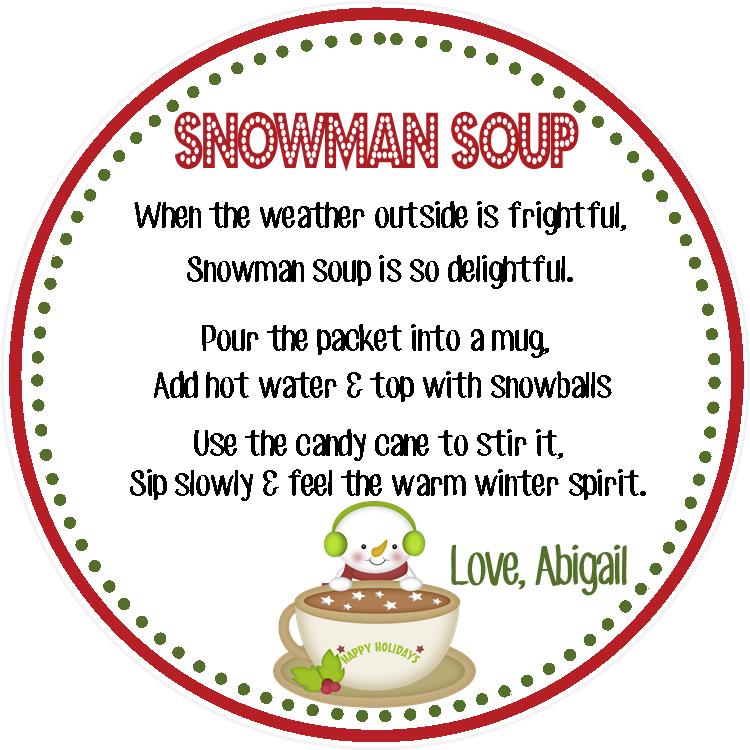 Snowman Soup Gift Tag on Luulla